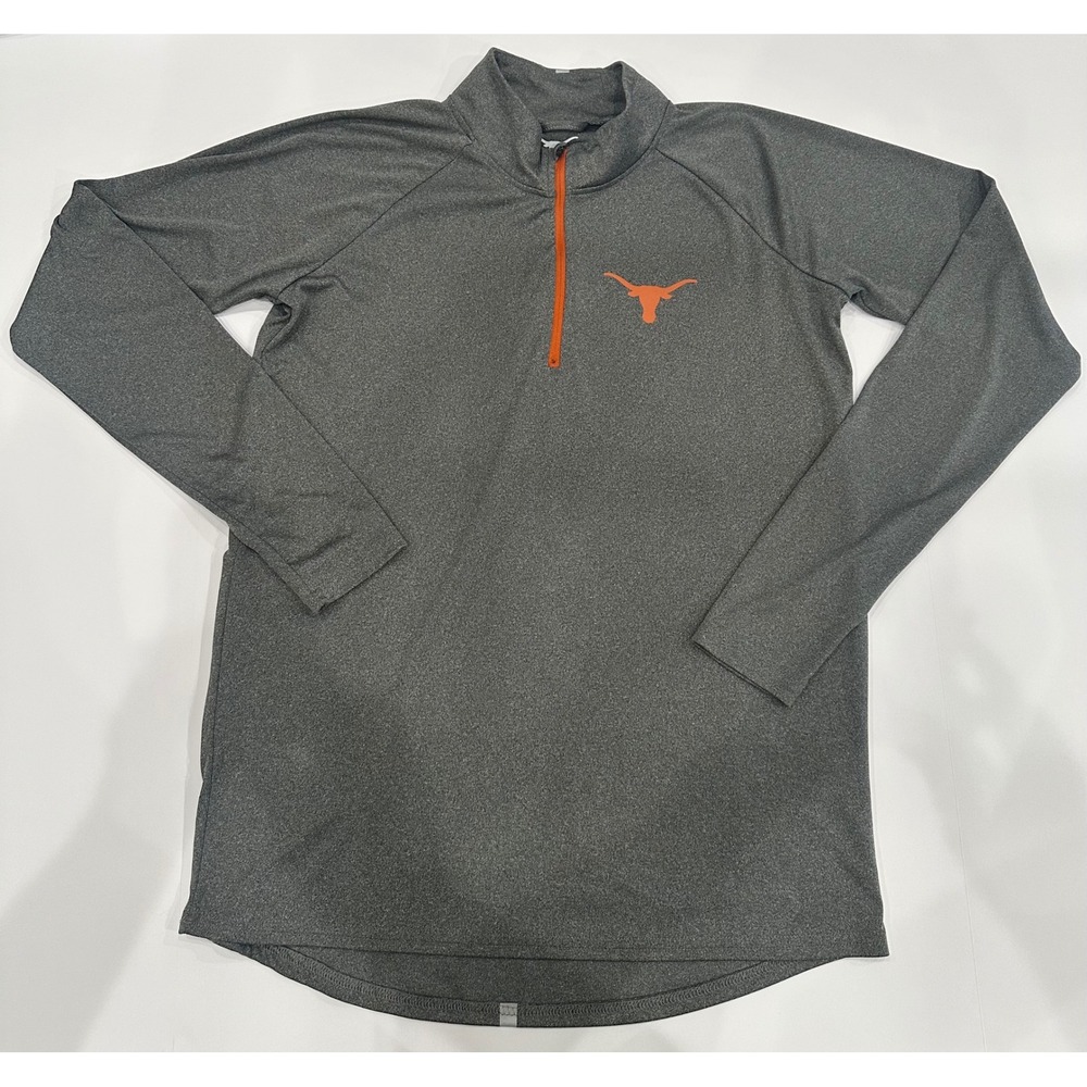 We Are Texas UT Longhorns Mens Large 1/4 Zip Pullover Gray Orange Reflective Top